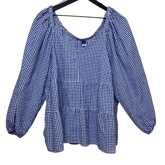 Old Navy Tops - Old Navy Blue Gingham Blouse